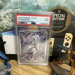 Pokemon N's Reshiram Illustration Rare Stamped Holo Miscellaneous PSA 9 167/159 - Image 1