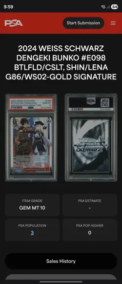 Weiss Schwarz A Battlefield With No Casualties, Shin & Lena SP Eighty Six PSA 10 - Image 4