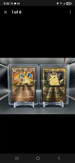 Pokemon Celebrations Gold Metal Charizard & Pikachu Cards 25th Anniversary Base - Image 1