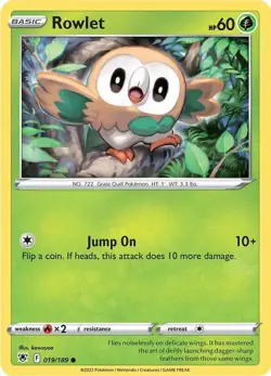 Rowlet SWSH10: Astral Radiance 019/189 NM English Pokemon Card - Image 1