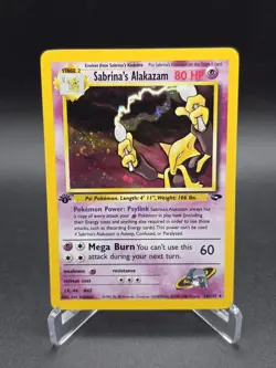 Pokemon Sabrina's Alakazam Gym Challenge 16/132 1st Edition Holo Rare *SWIRL* LP - Image 1