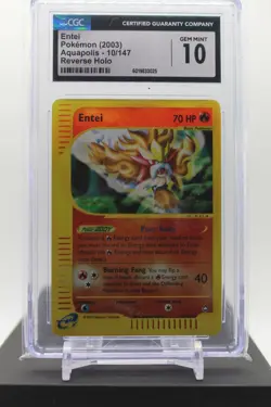 CGC 10 - ENTEI 10/147 REVERSE HOLO - 2003 POKEMON AQUAPOLIS E READER - Image 1
