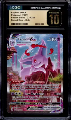 2021 Pokemon SWSH Fusion Strike Full Art Espeon VMAX-Secret #270 CGC 10 PRISTINE - Image 1