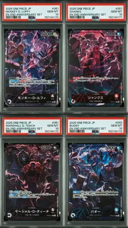 PSA10 One Piece 2nd Anniversary Leader Set Shanks Buggy Luffy Teach - Image 1