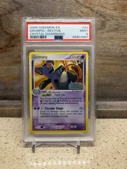 2006 Pokemon Grumpig EX Crystal Guardians #20 Reverse Holo Rare PSA 9 Mint - Image 1