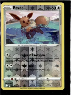 Pokemon Eevee 052/072 Shining Fates Reverse Holo Common 2 Card Lot - Image 1