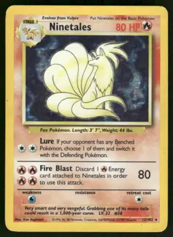 Pokemon Cards Ninetales 12/102 Base Set Rare HP - Image 1