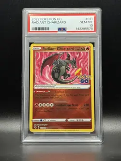 PSA 10 GEM MINT Radiant Charizard 11 Pokemon Go Holo Pokemon Card - Image 1