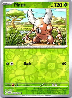 Pokemon Pinsir SV: Prismatic Evolutions PRE REVERSE HOLO 003/131 NM TCG - Image 1