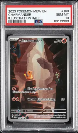2023 POKEMON MEW EN-151 ILLUSTRATION RARE #168 CHARMANDER PSA 10 - Image 1