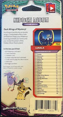 2018 Pokemon Sun & Moon Guardians Rising Hidden Moon Theme Deck Lunala Pokemon - Image 2