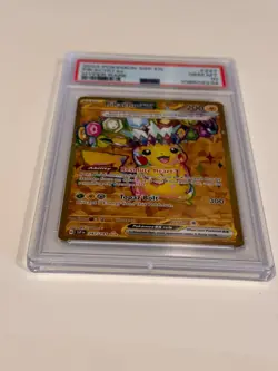 PSA 10 Pikachu Gold Hyper Rare EX 247/191 Surging Sparks SIR Pokemon Card - Image 2