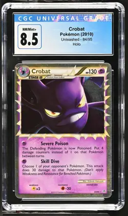 CGC 8.5 Crobat Prime 84/95 Unleashed Holo rare Pokemon Card - Image 1