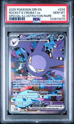 2025 POKEMON DRI EN-DESTINED RIVALS #234 TEAM ROCKET'S CROBAT EX PSA 10 - Image 1