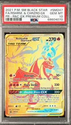 Pokemon SM Black Star Reshiram & Charizard GX Full Art Promo SM247 Holo PSA 10 - Image 1