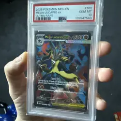 2025 Pokemon Mega Evolutions Mega Lucario EX Ultra Rare # 160 PSA 10 - Image 3