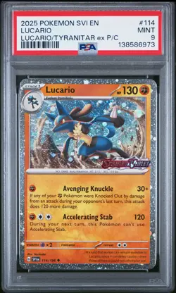2025 POKEMON SVI EN-SCARLET & VIOLET #114 LUCARIO PSA 9 - Image 1