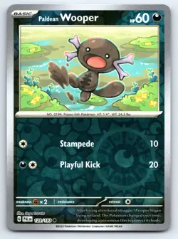 Pokemon Common Paldean Wooper SV02: Paldea Evolved PAL Reverse Holo 129/193 NM - Image 1