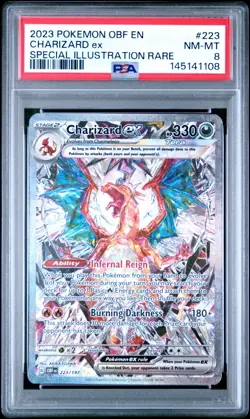 PSA 8 NM-MT Charizard ex 2023 Obsidian Flames 223/197 SIR Pokemon Card - Image 1