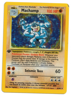 Pokemon Card: Machamp HOLO 8/102 1st Edition Base Set Vintage Rare! GD - Image 1