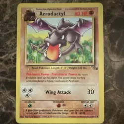 Pokemon TCG Aerodactyl Fossil 16/62 Unlimited Rare 60 HP Stage 1 Regular English - Image 1