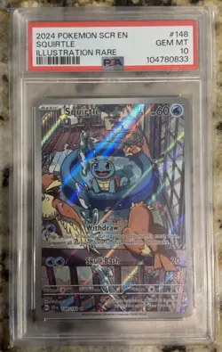 2024 Pokemon SV Stellar Crown SCR en Squirtle #148/142 PSA 10 - Image 1