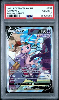 2021 POKEMON SWORD & SHIELD FUSION STRIKE #251 FULL ART/MEW V PSA 10 - Image 1