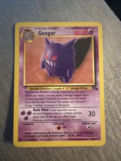 Gengar 1999 Pokemon Fossil Rare Non-Holo Foil 20/62 - Image 1