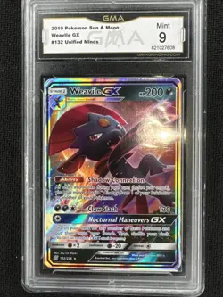 2019 Pokemon Weavile GX GMA Mint 9 Unified Minds #132 Sun Moon - Image 1