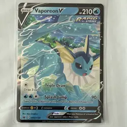 Pokemon TCG Vaporeon V Rapid Strike Holo Basic 210 HP Aqua - Image 1