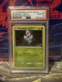 Pokemon TCG Morelull Common Holo Card 3/18 Detective Pikachu PSA 10 Gem Mint - Image 1