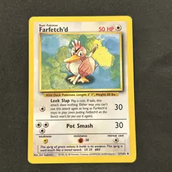 Farfetch'd 27/102 Base Set Regular Card Never Played Good Centering MINT - Image 1