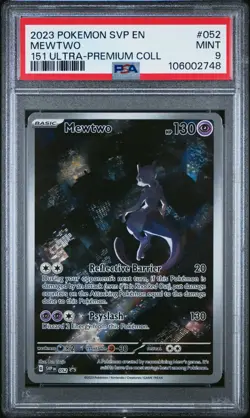 2023 Pokemon EN 151 Black Star Promo Mewtwo Ultra-Premium Coll #052 PSA 9 MINT - Image 1