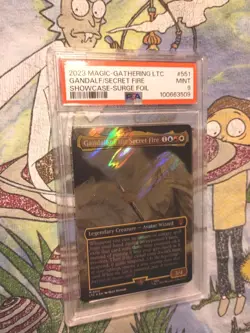 MTG Gandalf of the Secret Fire Borderless Surge Foil PSA 9 LTC LOTR - Image 1