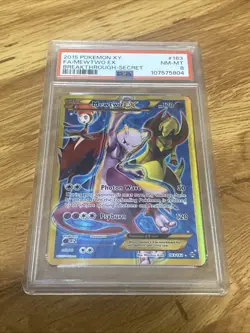 2015 POKEMON XY BREAKTHROUGH SECRET #163 FULL ART MEWTWO EX PSA 8 - Image 1