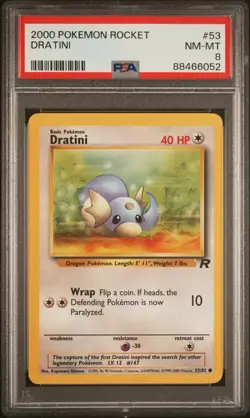 Pokemon TCG Dratini Team Rocket 53/82 Regular Unlimited PSA 8 - Image 1