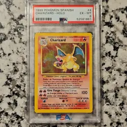 Pokemon 1999 Charizard Base Set Holo Rare Spanish PSA 6 EX-MT 4/102 Wizards - Image 1