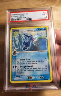 2006 POKEMON EX HOLON PHANTOMS FLOODRUSH THEME DECK #22 LATIOS HOLO PSA 9 - Image 1