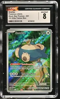 CGC NM/Mint 8 Snorlax 051 Black Star Promo Pokemon Scarlet & Violet 151 ETB - Image 3