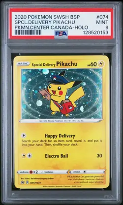 2020 POKEMON SWSH BLACK STAR PROMO #074 SPECIAL DELIVERY PIKACHU-HOLO PSA 9 - Image 1
