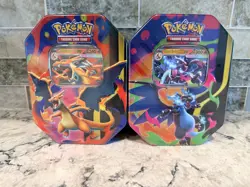 2x Pokemon TCG Mega Charizard X + Y ex Tin Bundle Sealed New LOT - Image 1