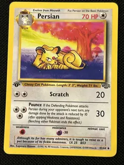 Pokemon Persian 42/64 (1st Edition) Jungle (Never Played) *Near Mint* - Image 1