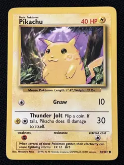 Pokemon Pikachu 058/102 Base Set Regular *Never Played* - Image 1