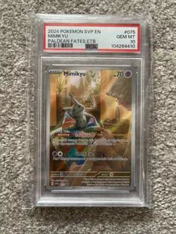 Mimikyu Paldean Fates ETB Pokemon TCG SVP 075, PSA 10 Gem Mint - Image 1