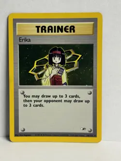 Pokemon TCG Erika Trainer Card 16/132 Holo Rare Gym Heroes LP Vintage - Image 1