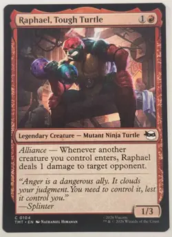 Official 2026 Magic The Gathering TMNT Raphael is, Tough Turtle #104 Card - Image 1