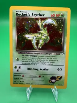 Rocket's Scyther - 13/132 - Pokemon Gym Heroes Unlimited Holo Card LP SWIRL 🌀 - Image 1