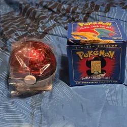 1999 Pokemon CHARIZARD 23k Gold Plated Trading Card Burger King blue Open Box - Image 1
