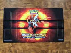 Pokemon Mega Blaziken EX Premiun Collection Playmat Card Play Mat Rubber Back 5A - Image 1