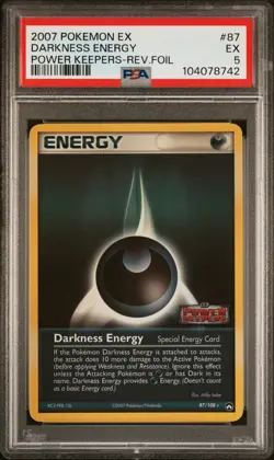 2007 POKEMON EX POWER KEEPERS #87 DARKNESS ENERGY-REVERSE FOIL PSA 5 - Image 1